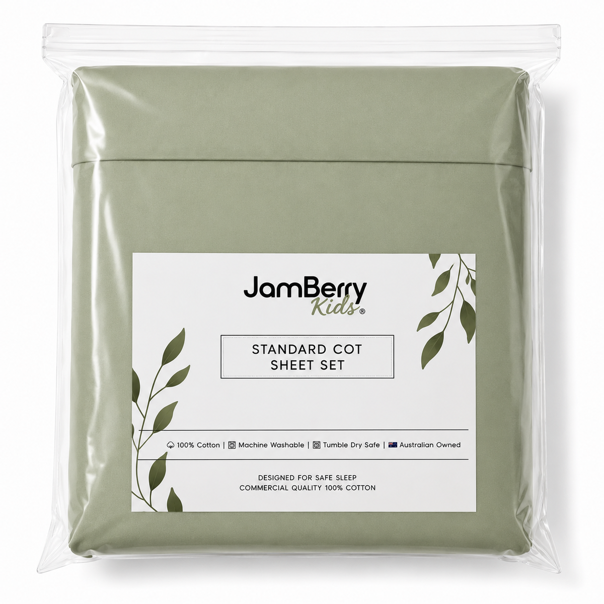 Cot Sheet Set - Olive Leaf