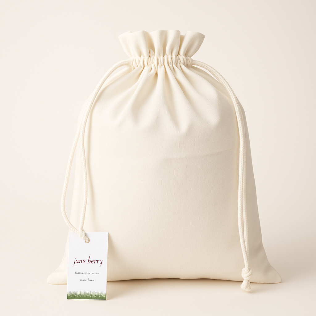 JamBerry Kids Crisp White Cotton Drawstring Bag